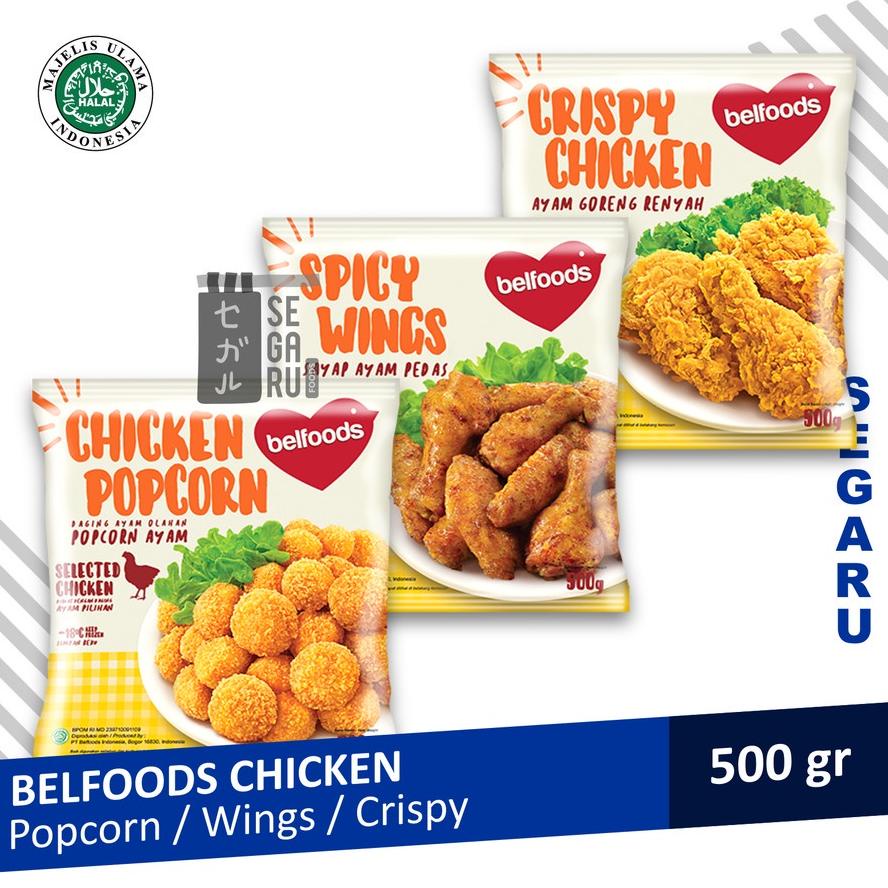 

Ready BELFOODS Favorite Chicken Popcorn / Spicy Wings / Crispy Chicken 500gr