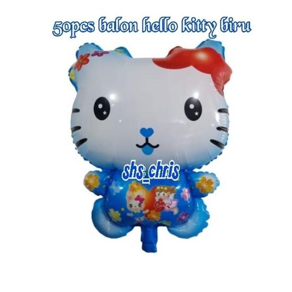 BALON GAS/FOIL KARAKTER HELLO KITTY BIRU 1 PAK 50 PIECES