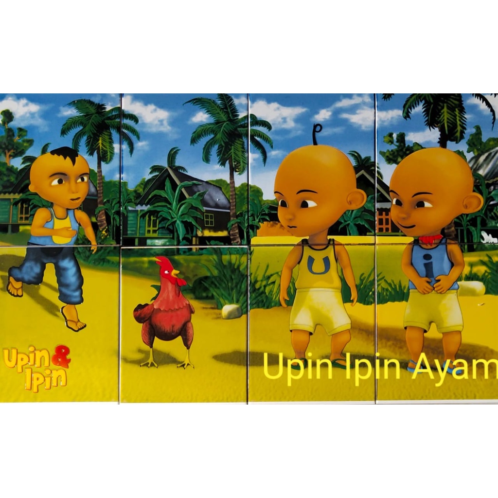 Panel Keramik 8x20x25 Upin Ipin Ayam + Packing Palet Kayu