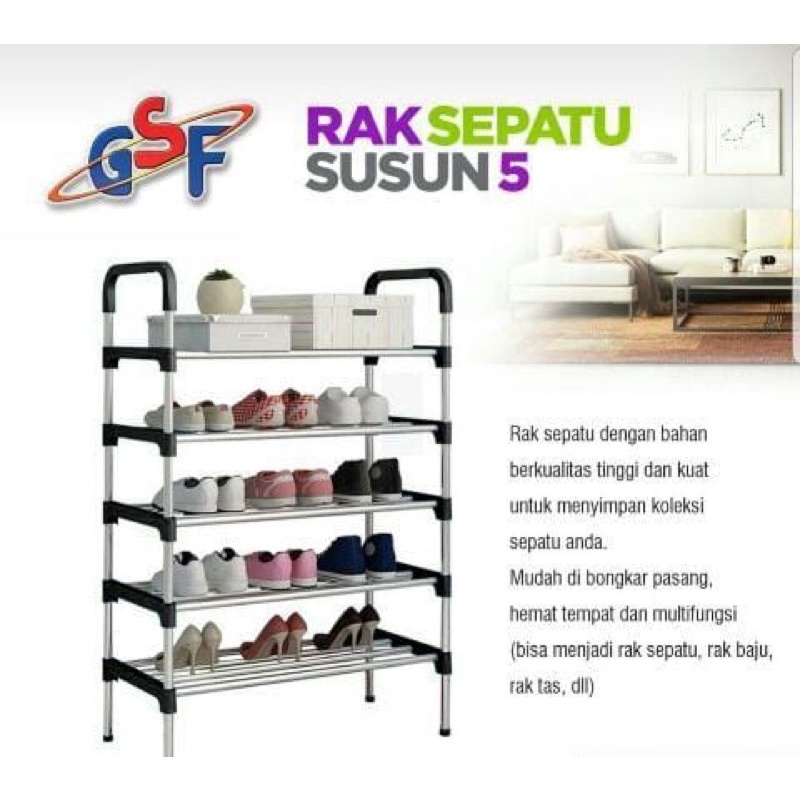 RAK SEPATU STEANLESS 5 SUSUN GSF / RAK SEPATU SUSUN 5 GSF / RAK SEPATU 5 SUSUN GSF