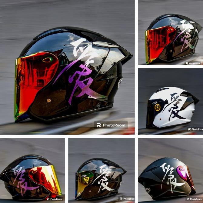 HELM NHK R1 MAX KANJI PAKET GANTENG VENOM VISOR, DAPAT 2 KACA