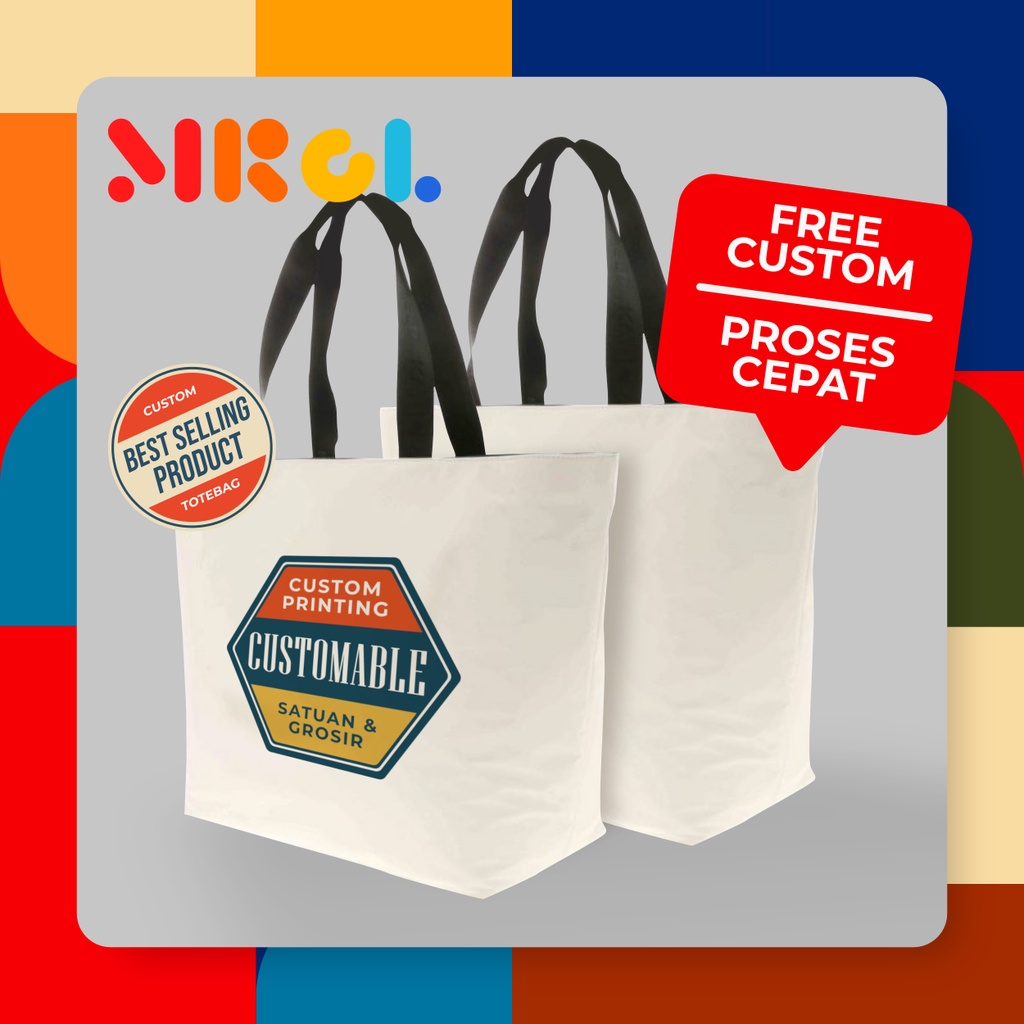 MARCLEON - TOTE BAG KANVAS PROMO SOUVENIR PREMIUM CUSTOM SATUAN/ TOTE BAG/ TAS WANITA/ TAS SELEMPANG