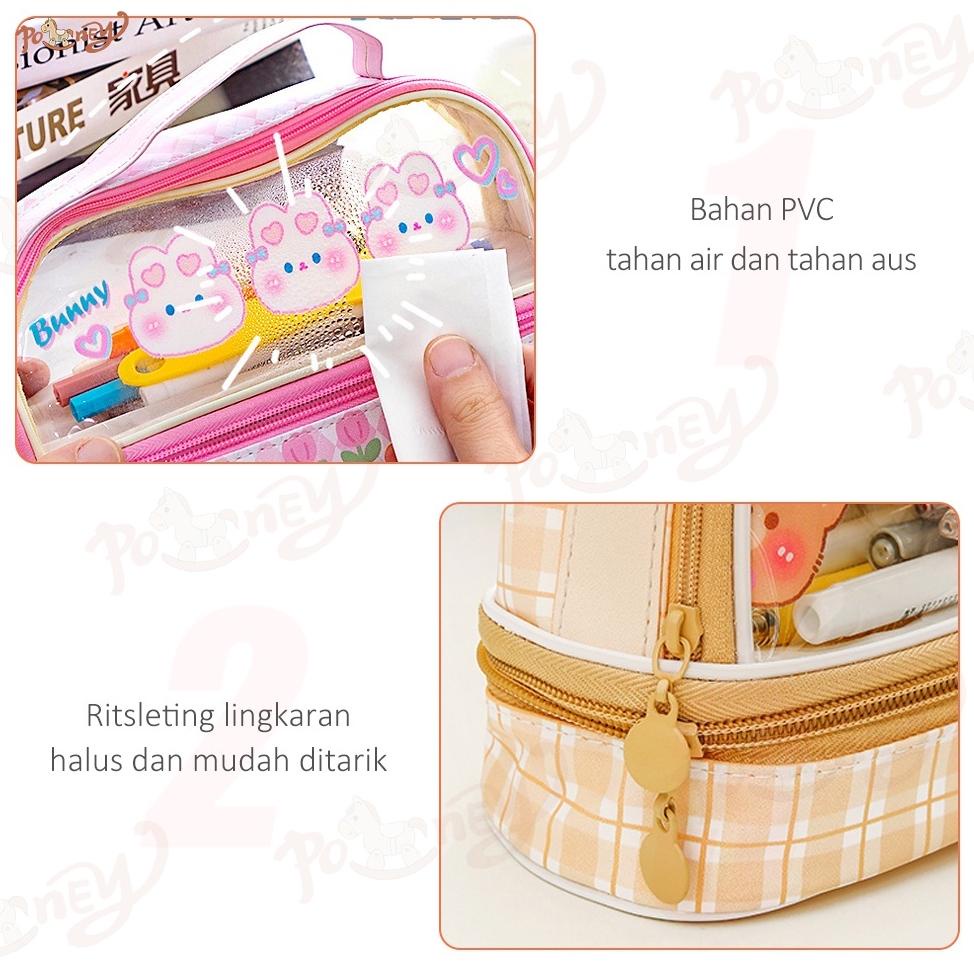 

Special Sale! Poney Tempat pensil anak besar pen case karakter Kotak pensil transparan Terlaris