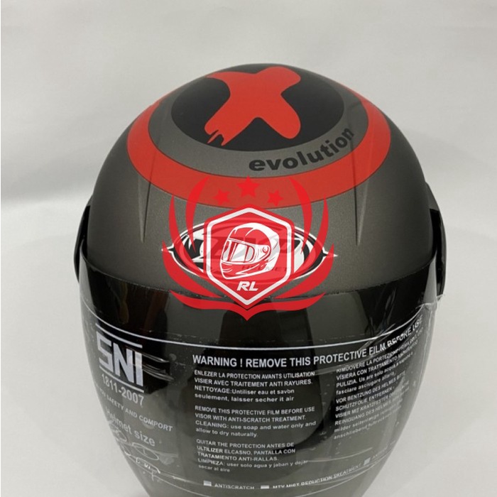Helm Motor Half Face Evolution Outside Grey Doff Original Motif Gm