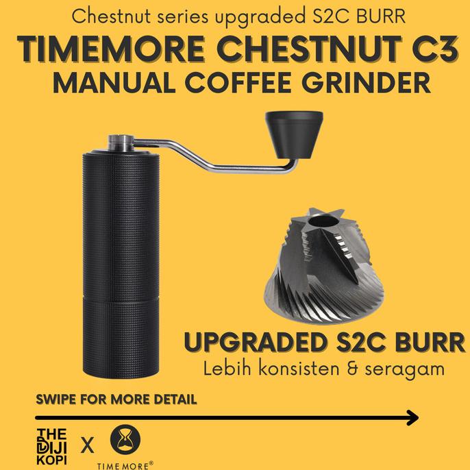 Grinder Kopi Timemore Chestnut C3 Coffee Grinder S2C Burr