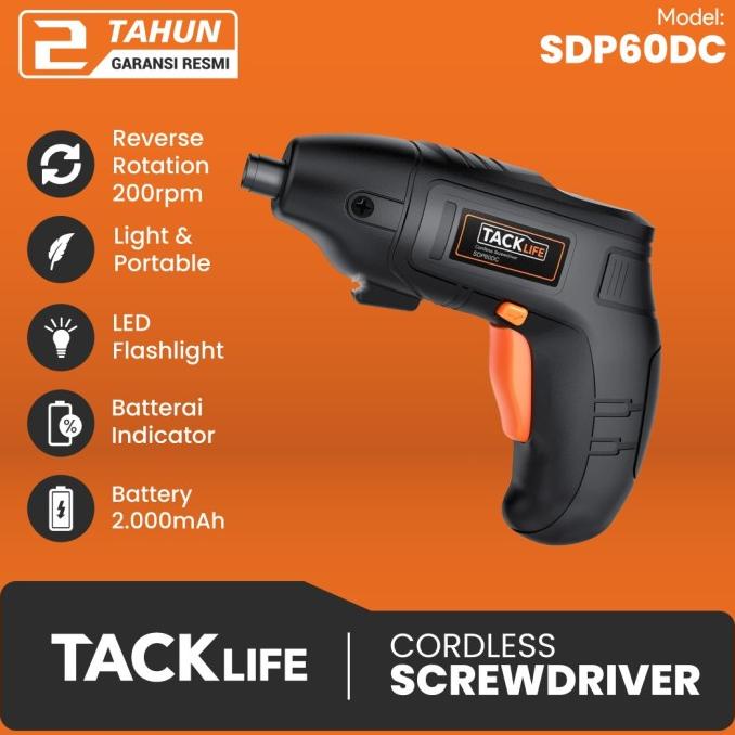 Bor Obeng Tacklife SDP60DC 200RPM Cordless Rechargeable 2000mAh