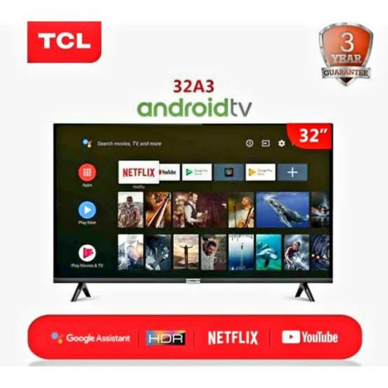 TV LED TCL 32A3 32 INCH ANDROID SMART TV YOUTUBE NETFLIX