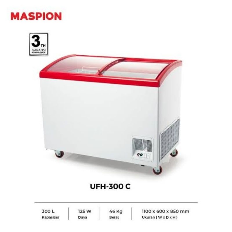 MASPION UFH 300 C CHEST FREEZER BOX 300 LITER LEMARI PEMBEKU SLIDING