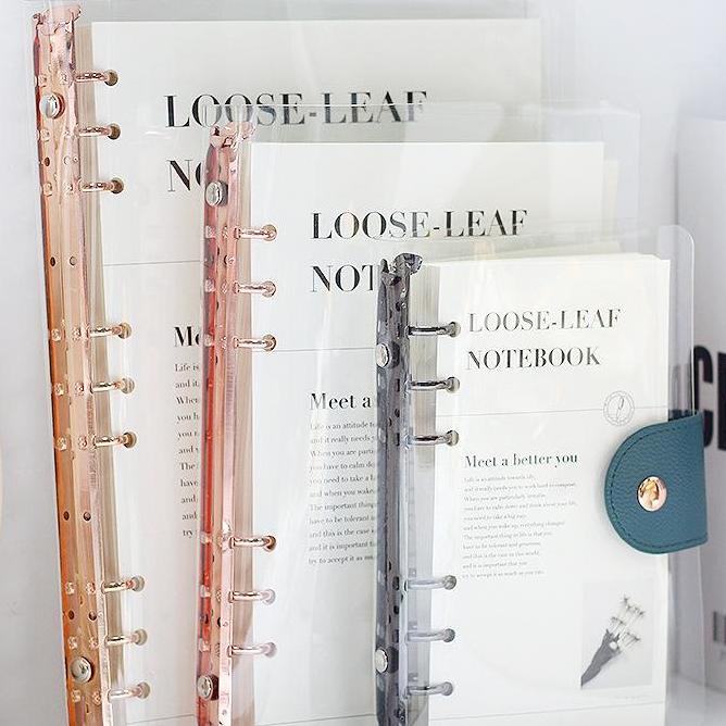 

[D] Elegant Binder A5 Binder A6 Transparan Binder With Clip Note Book Loose Leaf Rose Gold Binder - E0036