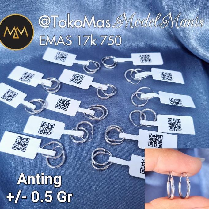 Anting Bayi Ring Polos Emas Putih 750 Kadar 17K Kualitas Premium