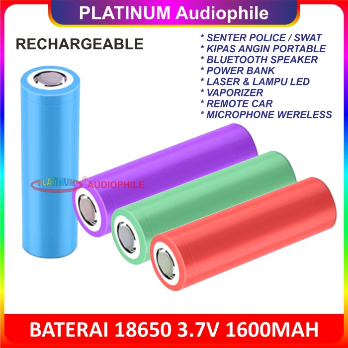 TERLARIS BATERAI 3.7V 18650 RECHARGEABLE batre baterai cas 18650