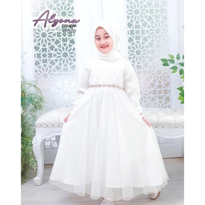 Gamis Putih Anak Perempuan 7-9 tahun Dress Muslim Anak Alyona