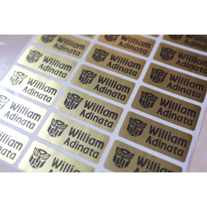 

TERLARIS Transformer Sticker Medium Gold Name Label. Stiker Bumblebee Optimus