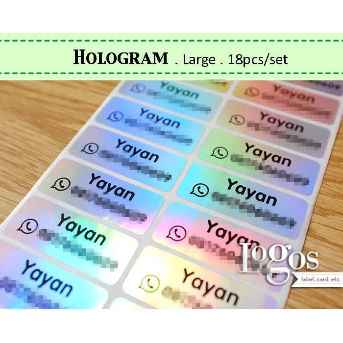 

TERLARIS Hologram LARGE. Stiker label nama waterproof stiker nama anak polos