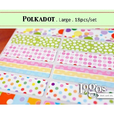

TERLARIS Polkadot LARGE Label nama waterproof. stiker fancy polos unik dewasa