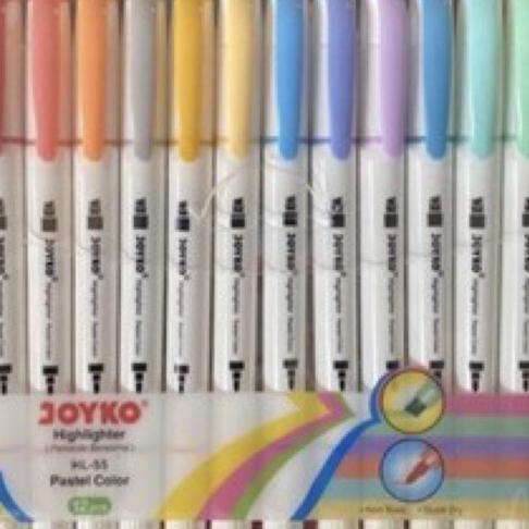 

Highlighter Anda Dan Spidol Pastel Hl-55 Hl55 12 Warna 2 In 1 Joyko