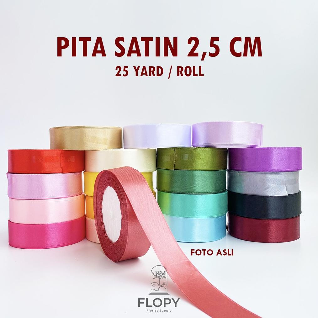 

Ready!!!(COD) [25 Yard] Pita Satin 2,5 cm warna pastel