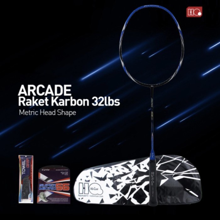 Terlaris Raket Badminton Hiqua Hq New Arcade 303/305/306/308/309 Full Bonus Ori Gratis Ongkir