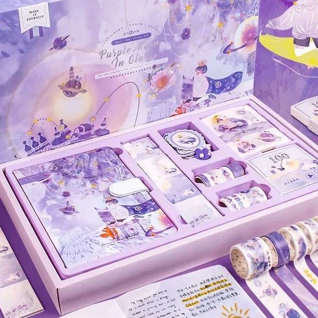 

187Pcs Journal Kit Set Gift Box / Paket Set Agenda / Notebook Lucu/Diary Lucu / Buku Tulis Catatan K