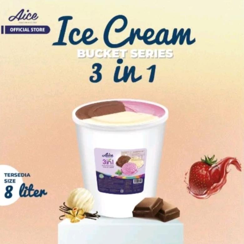 

Ready ICE CREAM AICE 3 RASA 8 LITER