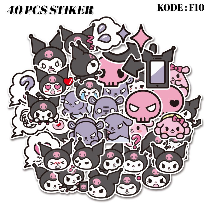 

[ Mac ] 40 Pcs Sticker Sanrio Kuromi Lengkap Lucu Aesthetic Anti Air Best