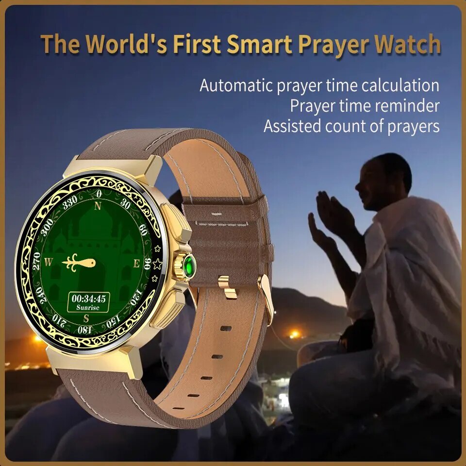 THE BEST QIBLA Watch Smart Prayer Watch IP67 Waterproof Smartwatch Support Compass Custom Dial Healt