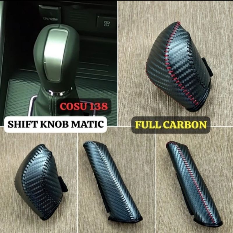 sarung shift knob matic rem tangan new Agya Ayla 2023 full carbon