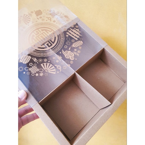 

5 pcs dus box kue keranjang motif imlek merah sekat 4 uk 10 x 10 cm