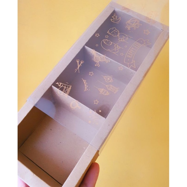 

5 pcs dus box eggtart mika motif idul fitri putih sekat 3 size 7.5 cm