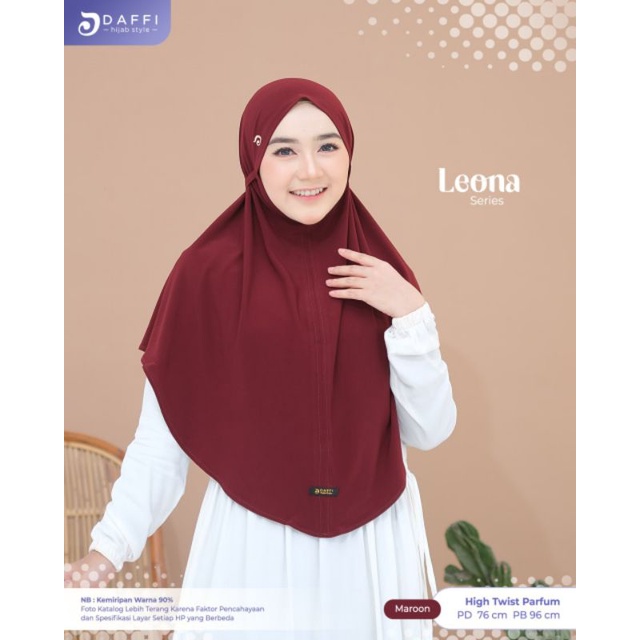 LEONA Daffi Hijab Tali Jumbo Syari Jersey High Twist Parfume Jilbab Instan Kerudung Berkualitas Best