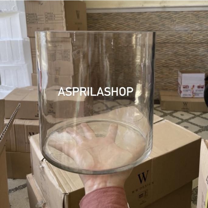 vas bunga silinder besar vas tabung kaca diameter 20cm tinggi 20cm