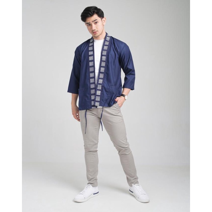 D'GAWAN Outer Batik Pria Khata Kimono - Navy