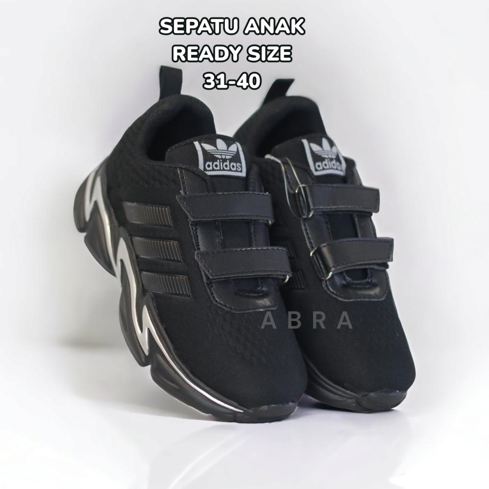 Terpercaya ABRA Sepatu Anak Sekolah Full Black Laki Laki Perempuan Hitam Polos Adidas Ultra Kid Velc