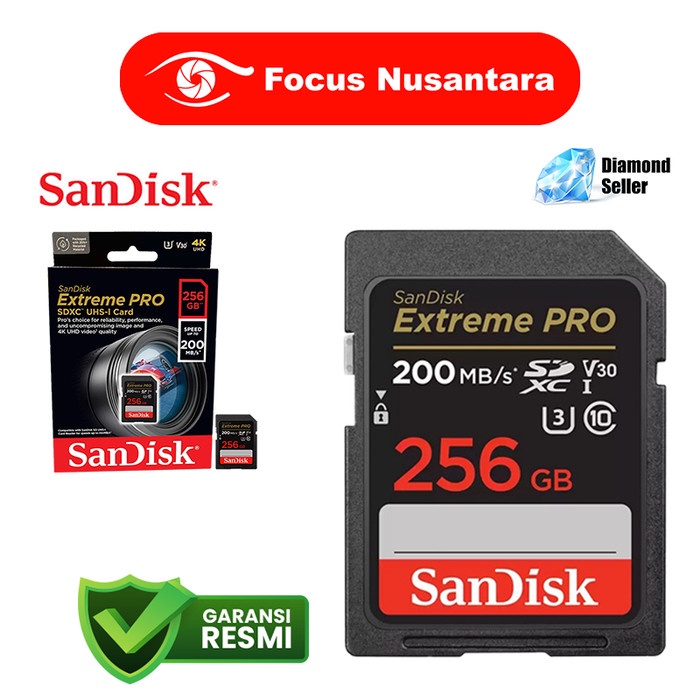 SANDISK EXTREME PRO SDXC UHS-I V30 256GB 200MBPS