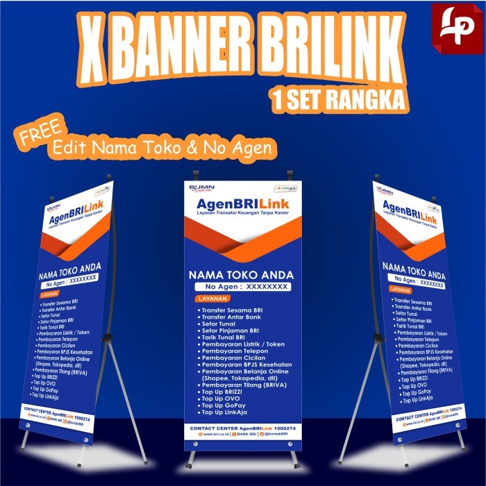 

Promo X Banner Brilink 1 Set Dengan Rangka / Agen Bri Link