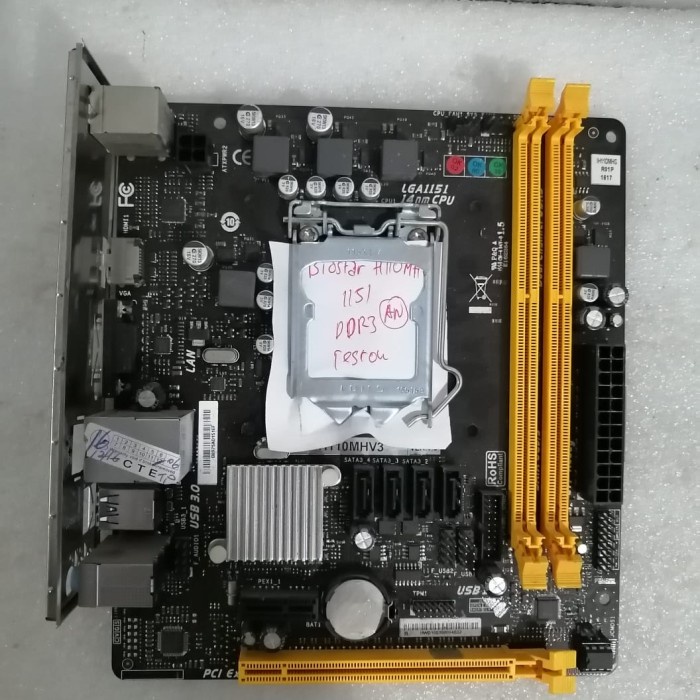 MOBO BIOSTAR H110MHV3 ddr 3 LGA 1151 lengkap backpanel