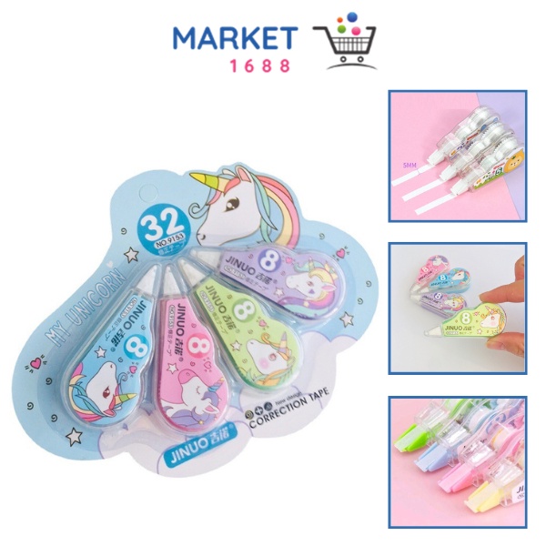 

Market1688 Correction Tape Karakter 4 In 1 Penghapus Pulpen Roll Isi 4pcs Karakter Lucu Unicorn Penghapus Pena Tip-Ex Kertas Mini 4in1 Tip Ex Set 4 Pcs