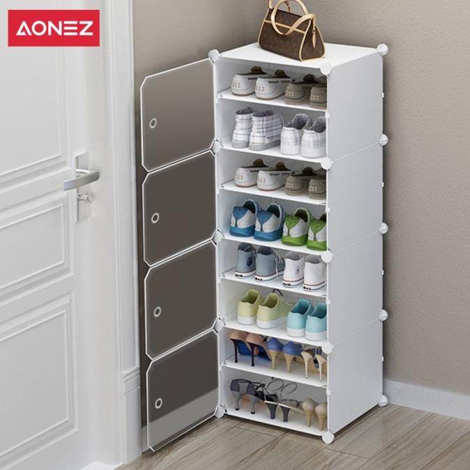 AONEZ Lemari sepatu 8 lapis, lemari sepatu plastik,lemari sepatu besar