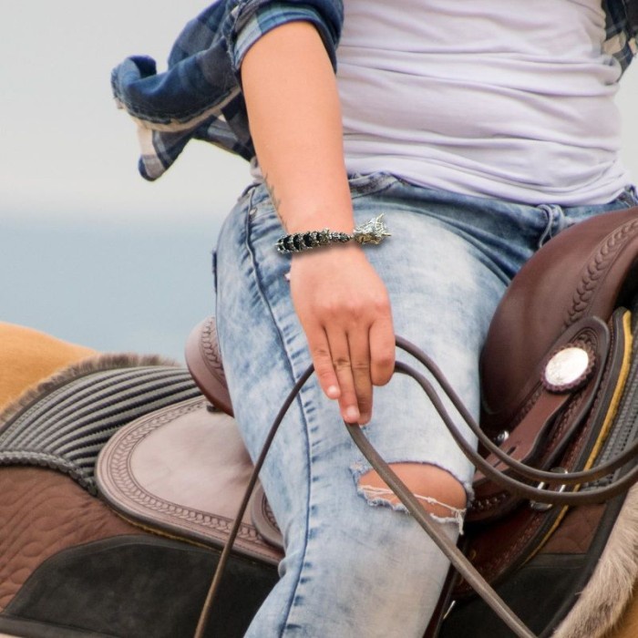 Gelang - 20Cm Gelang Pria Naga Gaya Vintage Gelang Rantai Kepala Naga