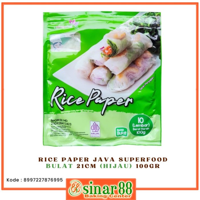 

:<:<:<:<] RICE PAPER JAVA SUPERFOOD BULAT 21CM (HIJAU) 100GR