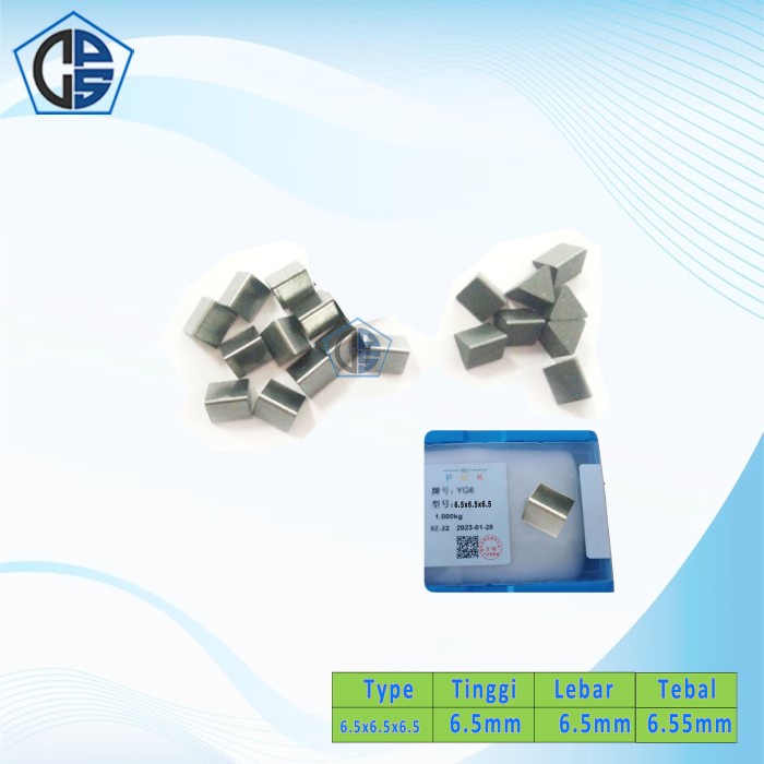 Mata Widia 6.5x6.5x6.5 Segitiga Satu Betel Mata Widia Pisau Bubut