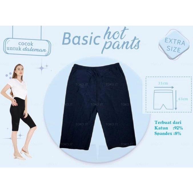 Celana Legging Ukuran Besar Short Pants Katun Hitam Polos Selutut