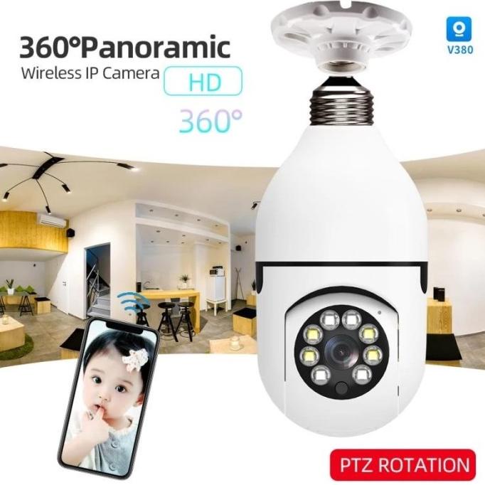 IP Cctv lampu v380 pro Kamera Cctv WiFi lampu 360 Derajat - tanpa memory