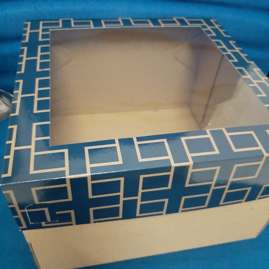 

5 pcs dus box cake tutup mika motif blue mozaik uk 25 x 25 x 16 cm