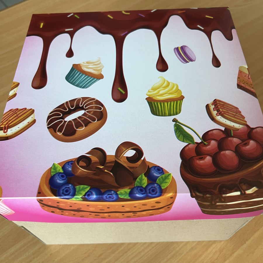 

5 pcs dus kue box cake kardus pink brown cake size 25 x 25 x 16 cm