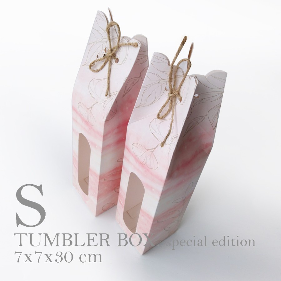 

10 pcs tumbler box dus botol marble flower pink size 7 x 7x 30 cm
