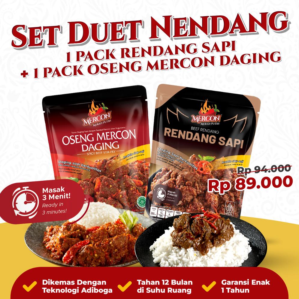 

Ready Mercon Merah Putih - Set Duet Nendang II Oseng Mercon Daging + Rendang Sapi