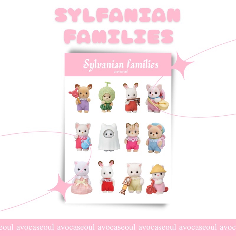 

sticker sylvanian families aesthetic ins korea untuk dekorasi scrapbook, deco pola, journaling, phonecase,headphone, stiker lucu
