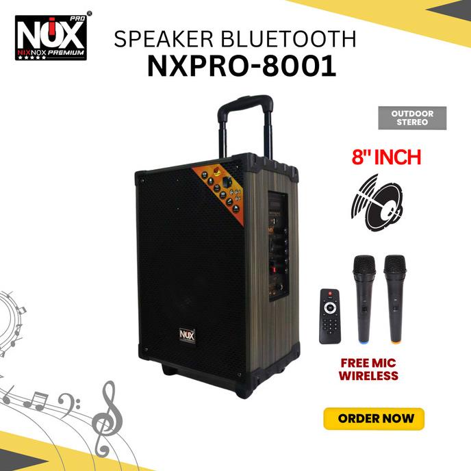 Speaker Bluetooth Nixnox Premium Pro Nx-8001 Free Wireless Mic 8 Inch Yunsabell