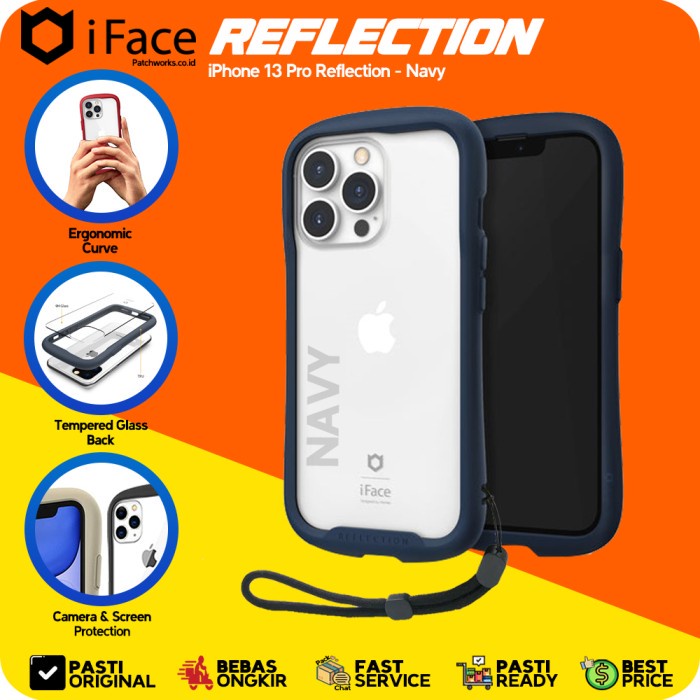 iFace iPhone 13 Pro Reflection Navy Softcase Anti Crack Tahan Banting
